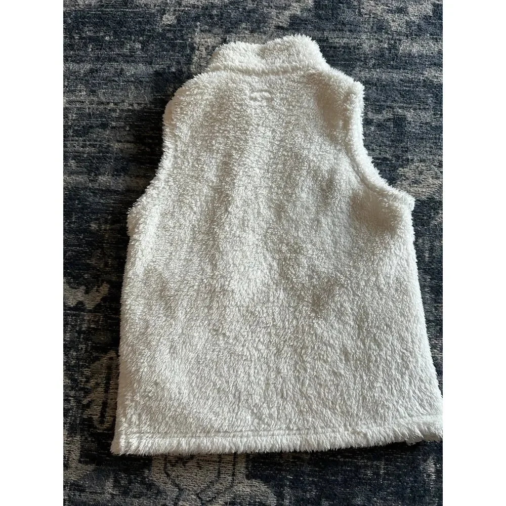 Patagonia Los Gatos Vest Girls Size XL(14) White Full Zip Pockets Outdoor Fuzzy
